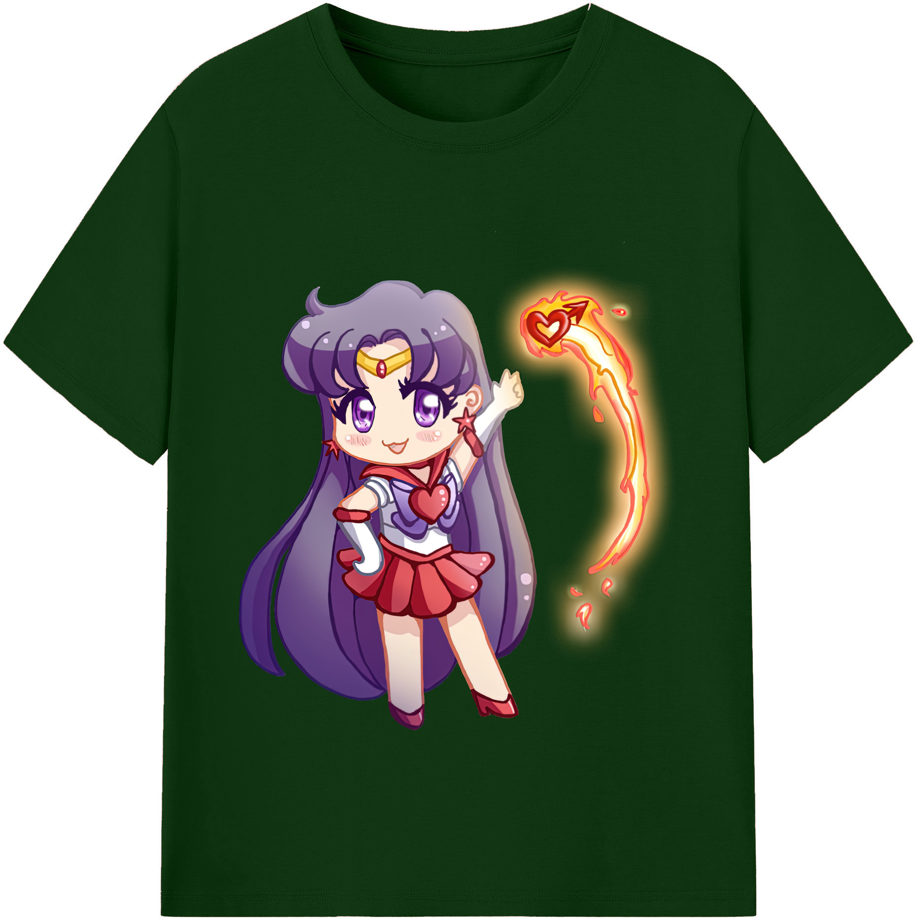（画像用） 美少女戦士セーラームーン 火野レイ ひの レイ Sailor Moon Hino Rei （セーラーマーズ,Sailor Mars） 綿100％半袖Tシャツ（フロントプリント）